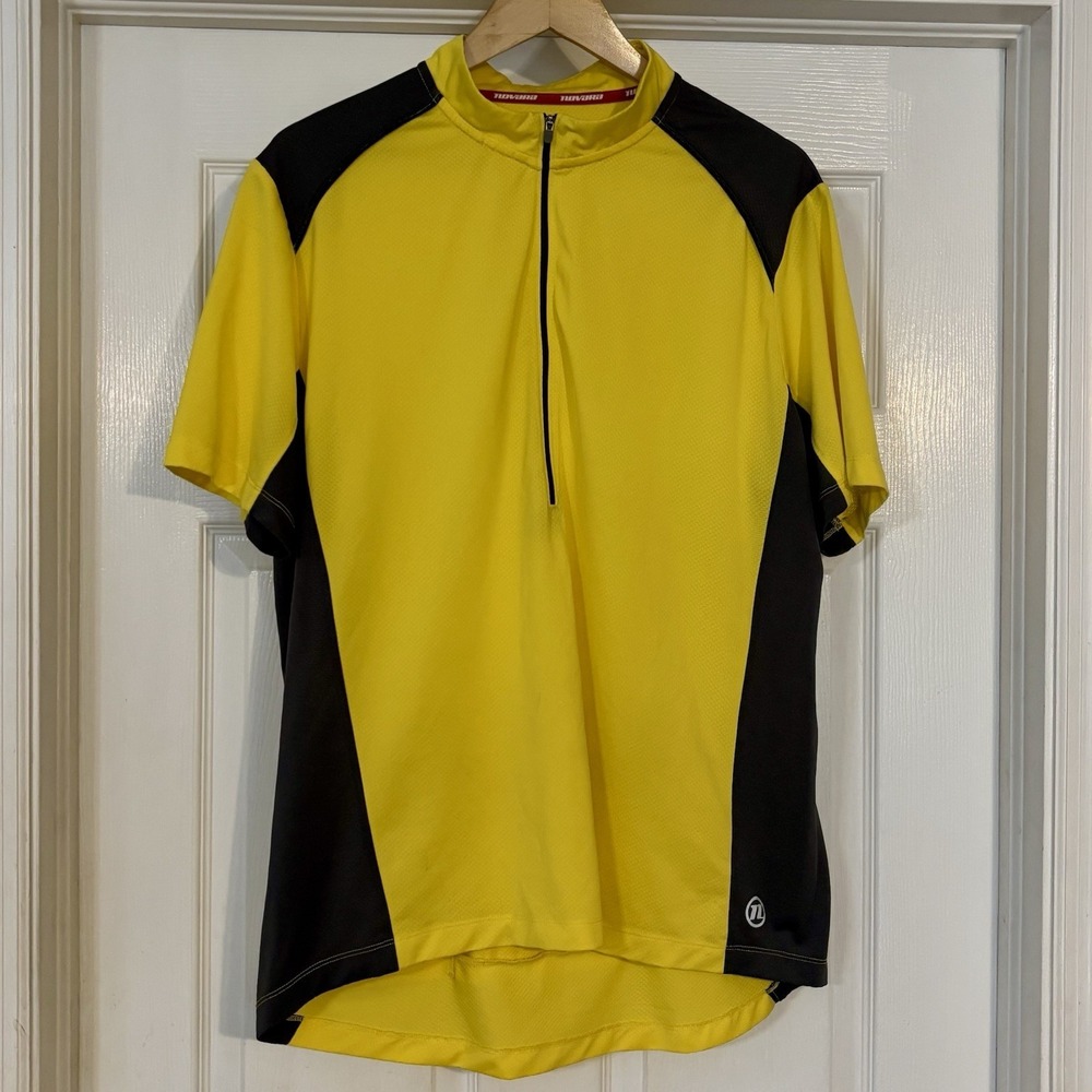 Novara Cycling Jersey Adult Sz XXL Yellow Gray 1/2 Zip Short Sleeve Polyester